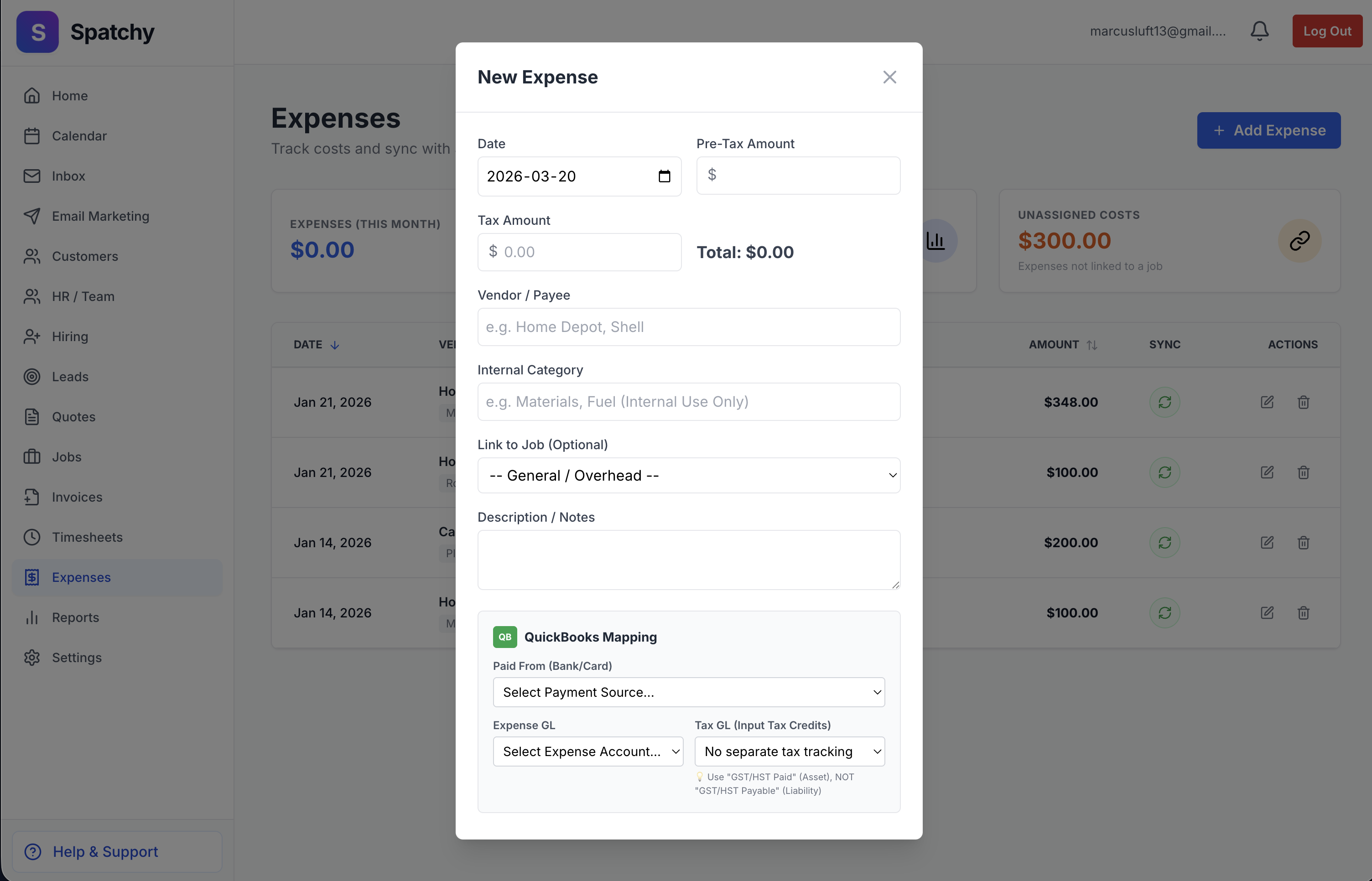 1. Log expenses from the field