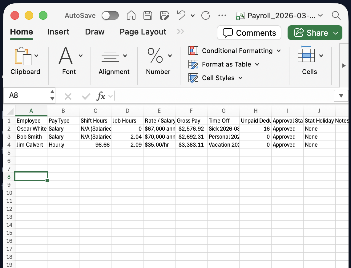 3. Export to your payroll provider
