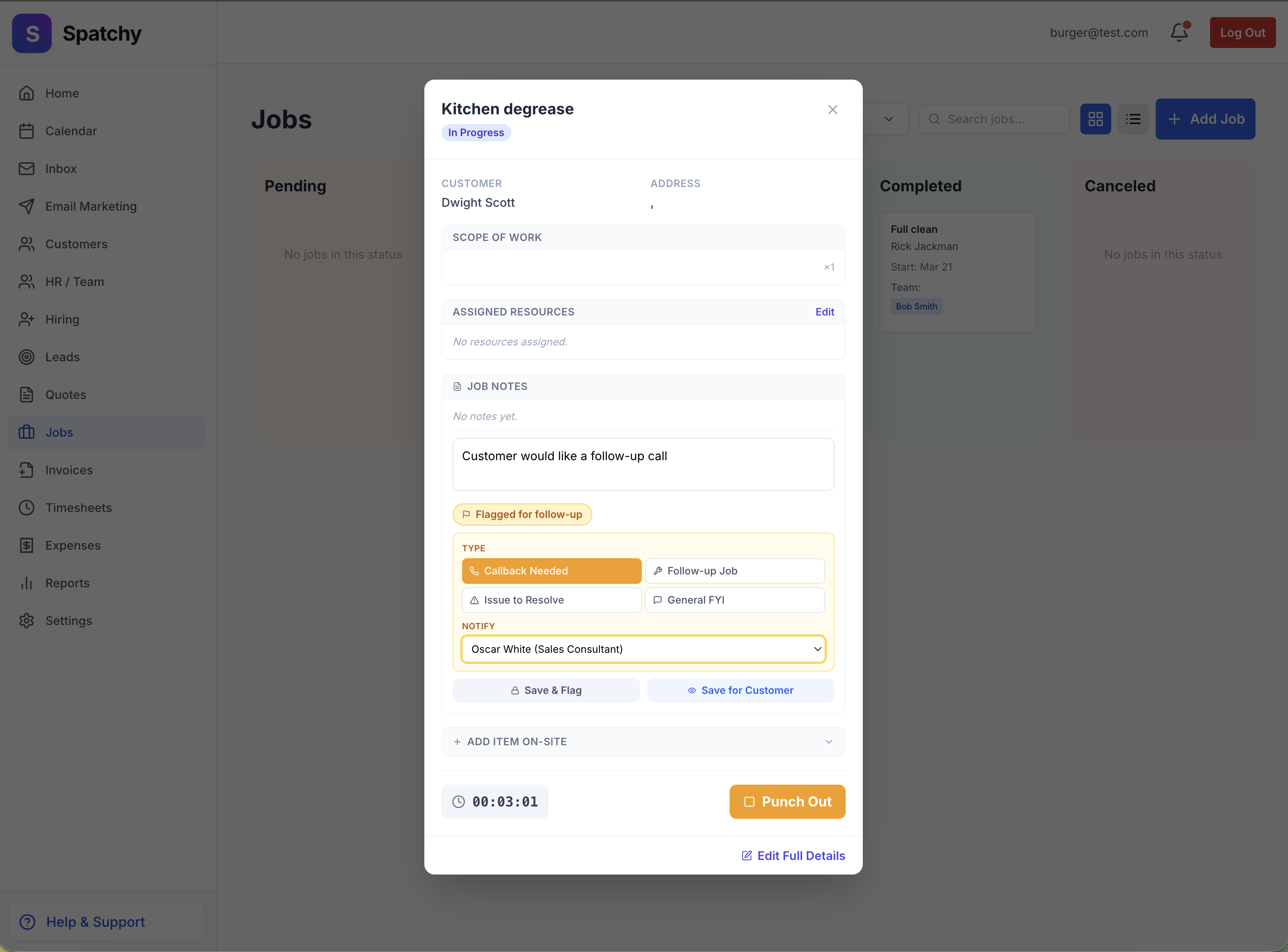 2. Job notes and follow-up