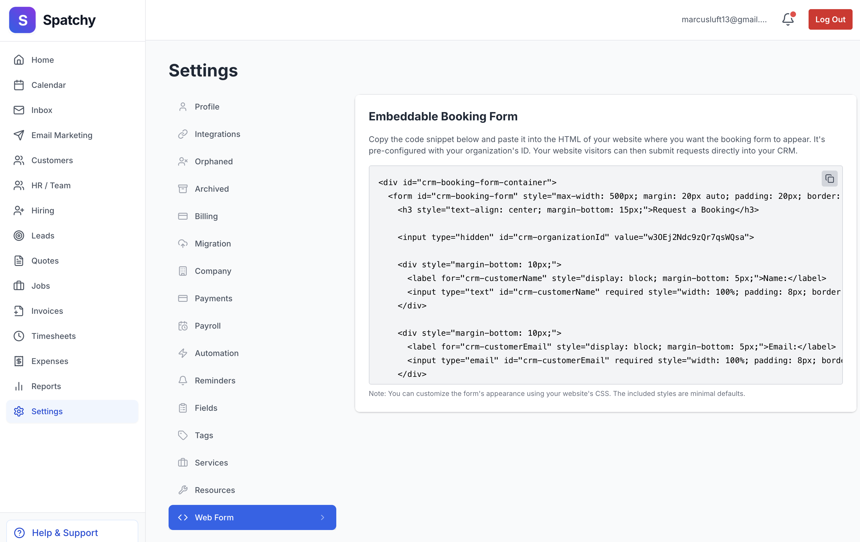 3. Website form